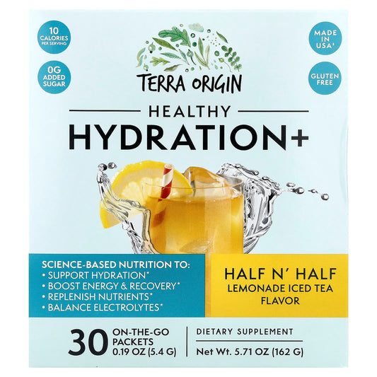 Terra Origin Healthy Hydration+ Half and Half Lemonade Iced Tea 30 Packets
