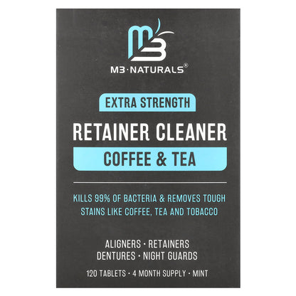 M3 Naturals Retainer Cleaner, Coffee & Tea, Mint, 120 Tablets