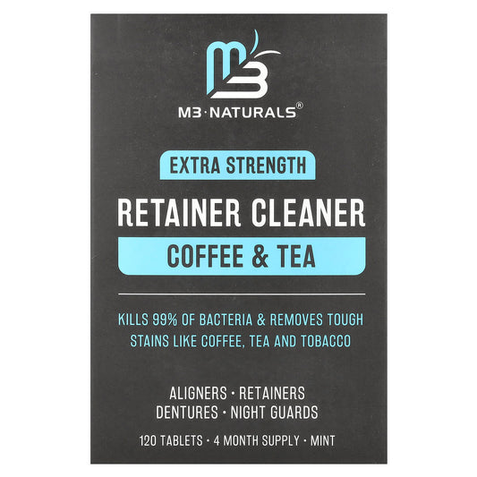 M3 Naturals Retainer Cleaner, Coffee & Tea, Mint, 120 Tablets