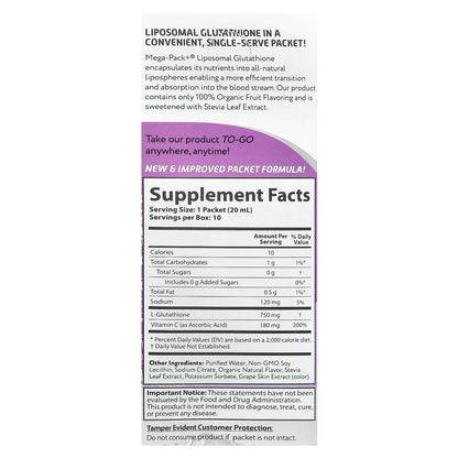 Aurora Nutrascience Mega-Pack+ Liposomal Glutathione, 10 Packets, 20 ml Each - view 2