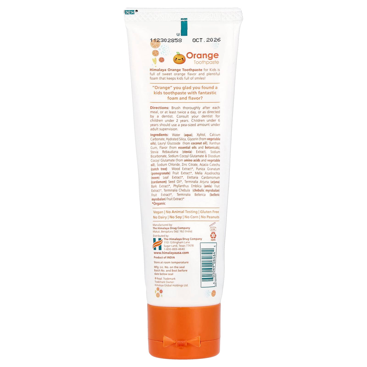 Himalaya Kids Orange Toothpaste, Fluoride-Free, 113 g - view 2