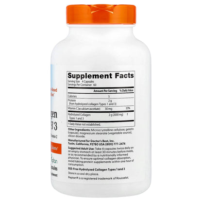 Doctor's Best Collagen Types 1 & 3 with Vitamin C, 240 Capsules - view 2