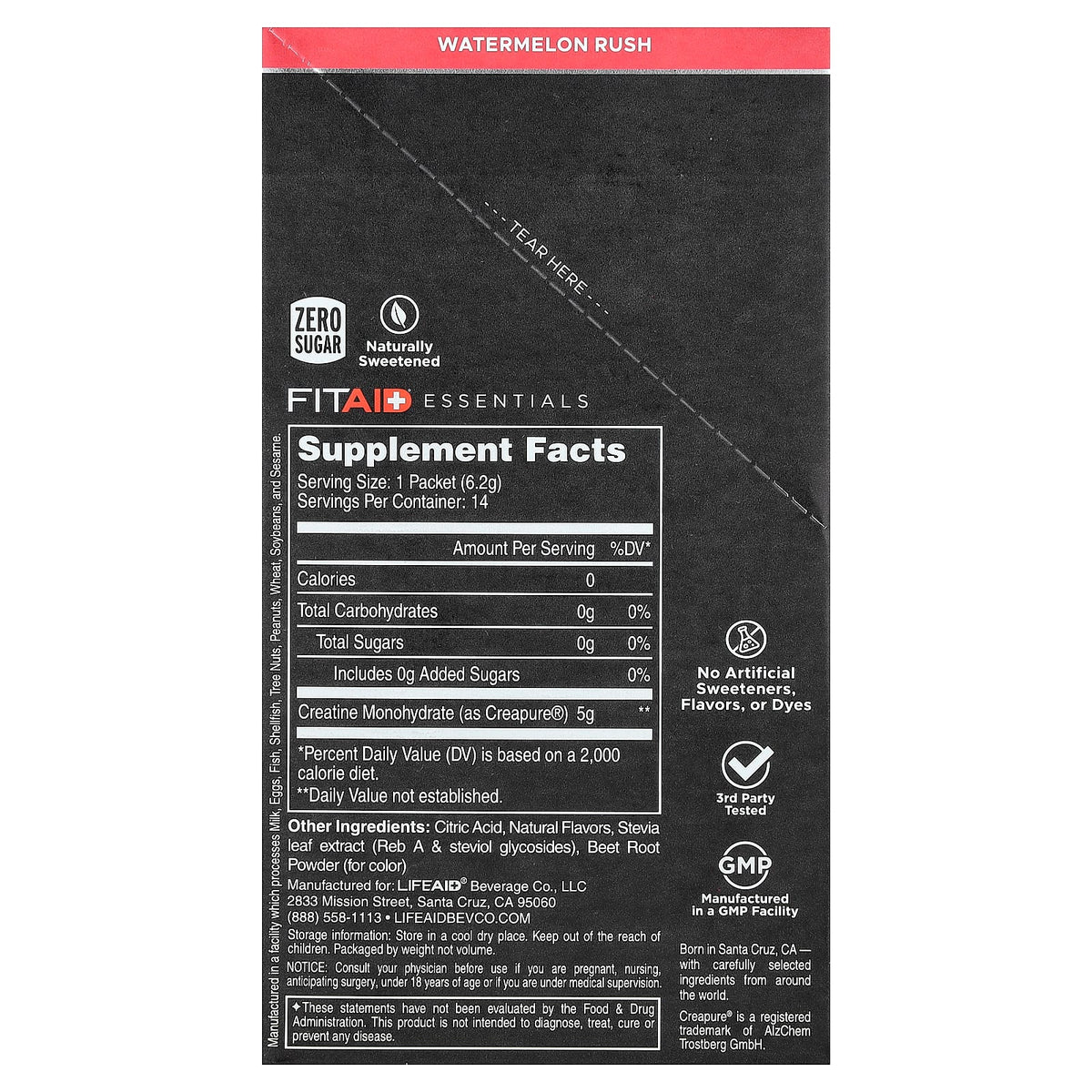 FITAID Essentials Creatine Monohydrate, Watermelon Rush, 14 Sticks - view 2