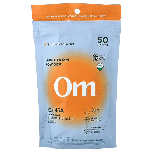Om Mushrooms Chaga Mushroom Powder, 100 g (3.5 oz)
