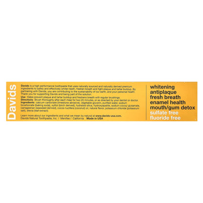 Davids Kids + Adults Whitening + Antiplaque Toothpaste, Orange Vanilla, 113 g - view 3