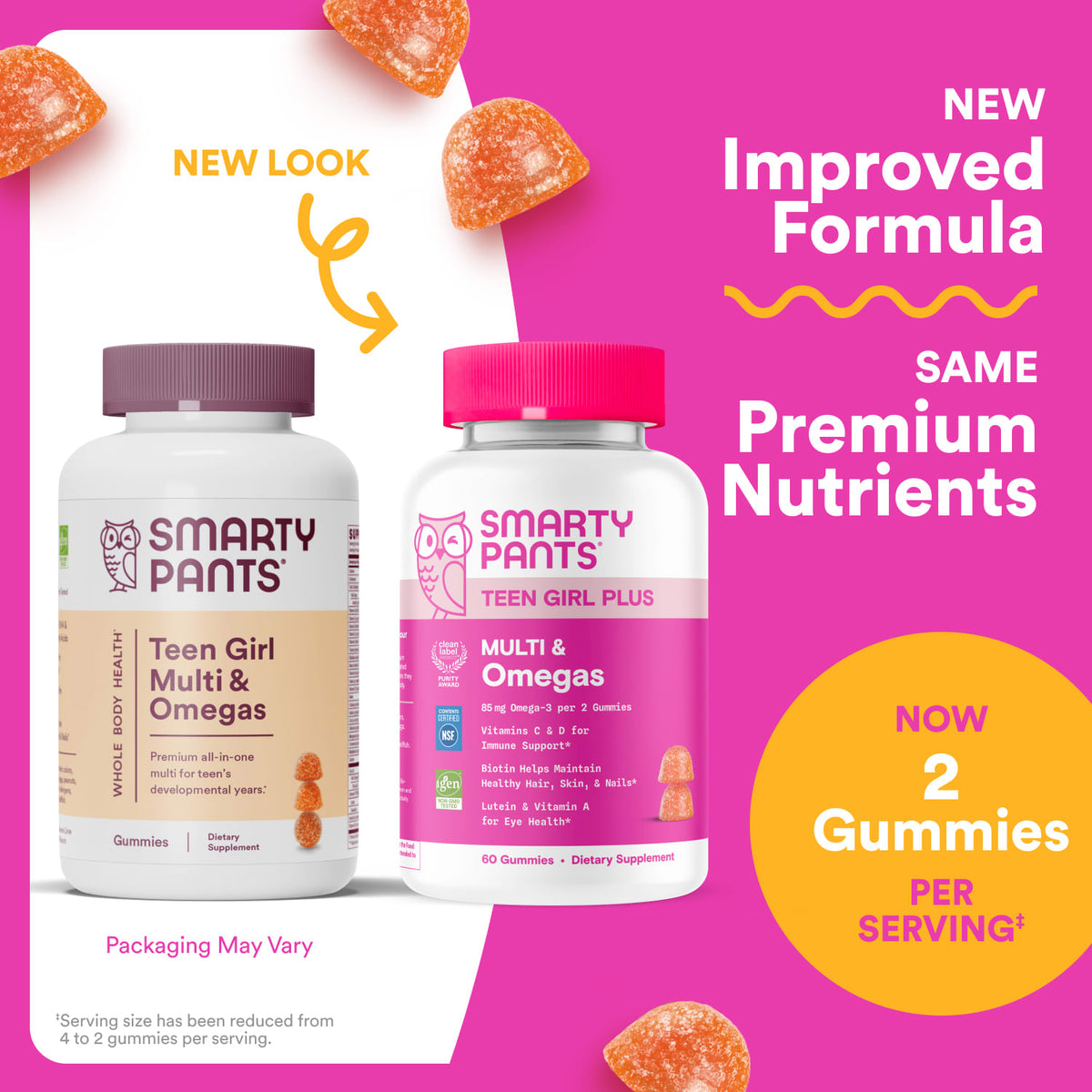 SmartyPants Teen Girl Plus Multi & Omegas, Mango Orange, 60 Gummies - view 6
