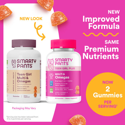 SmartyPants Teen Girl Plus Multi & Omegas, Mango Orange, 60 Gummies - view 6