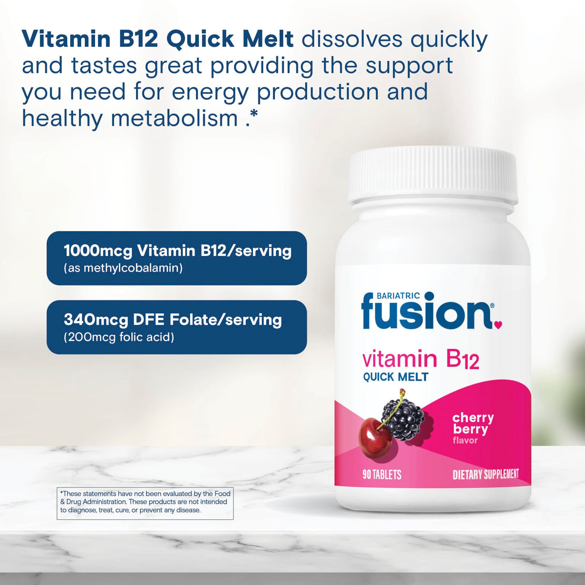 Bariatric Fusion Vitamin B12 Quick Melt Cherry Berry 90 Tablets - view 4