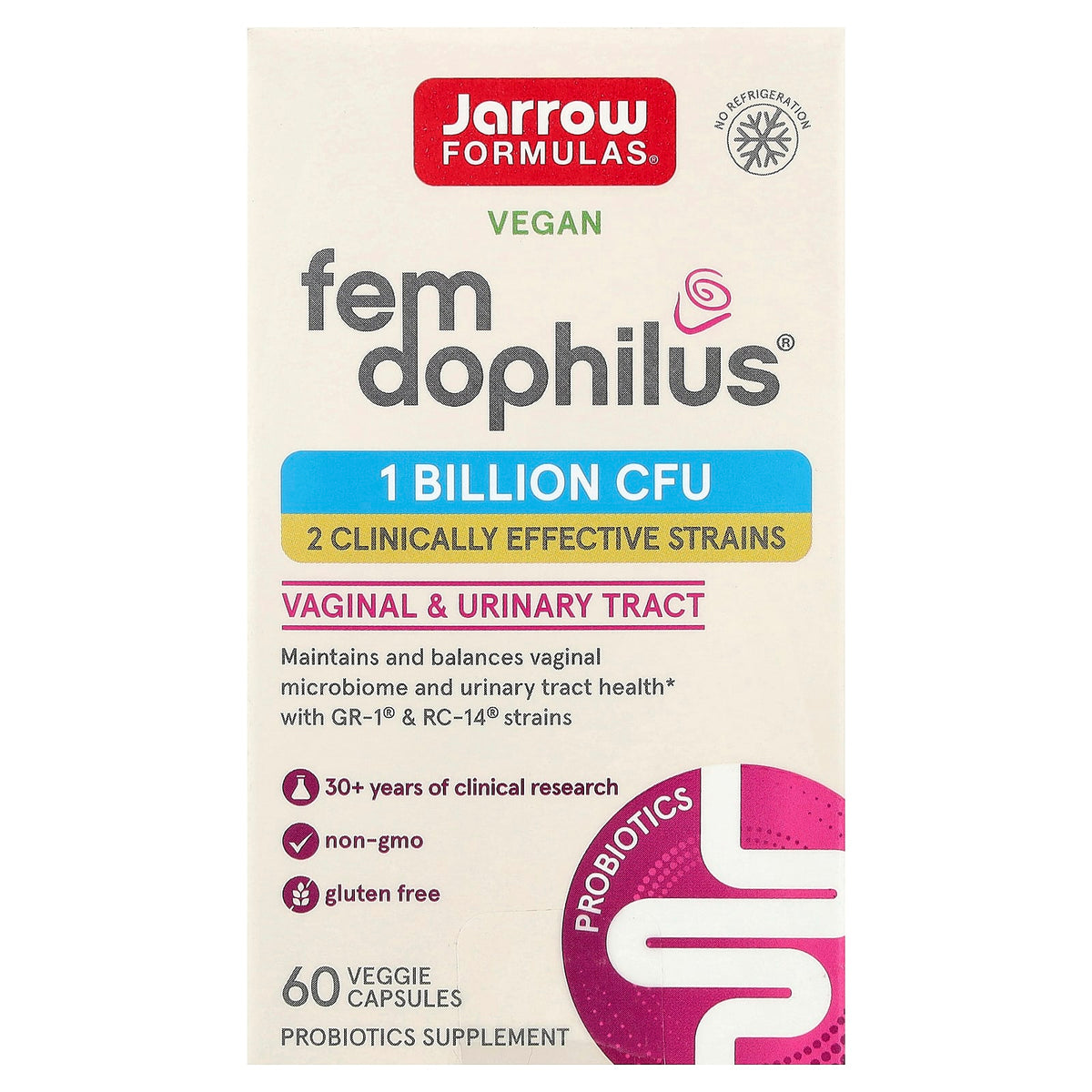 Jarrow Formulas Fem Dophilus 1 Billion CFU, 60 Veggie Capsules — product view