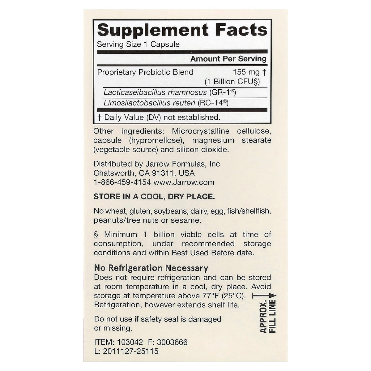 Jarrow Formulas Fem Dophilus 1 Billion CFU, 60 Veggie Capsules — alternate product view