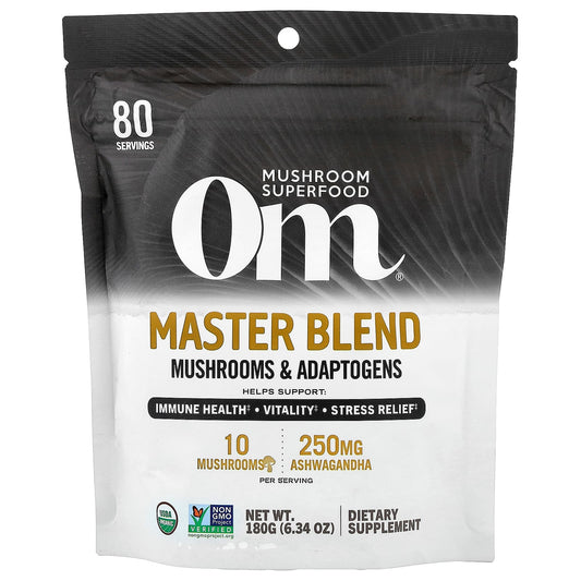 Om Mushrooms 10 Mushroom Complex Powder, Master Blend + Ashwagandha, 180 g