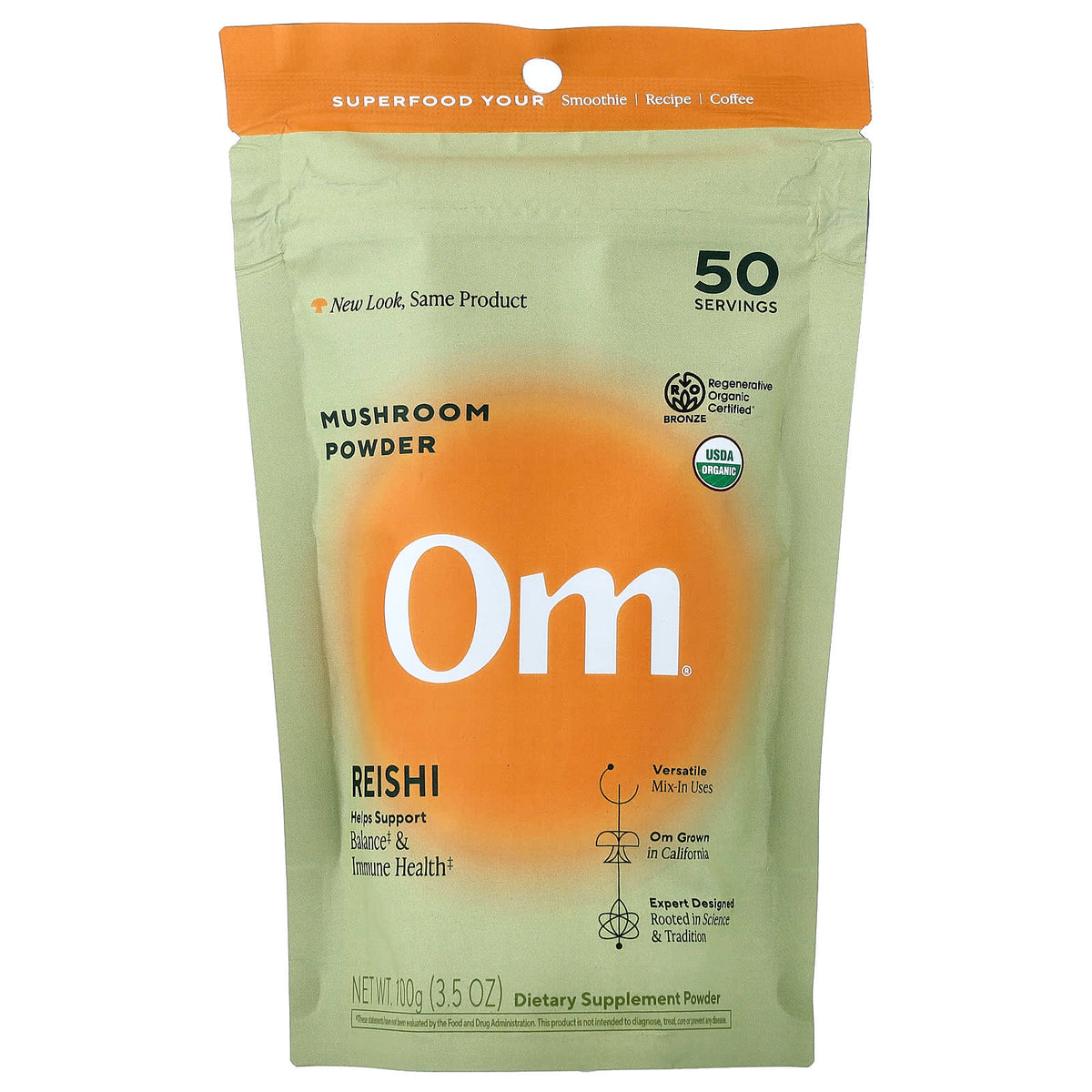 Om Mushrooms Mushroom Powder, Reishi, 100 g (3.5 oz)