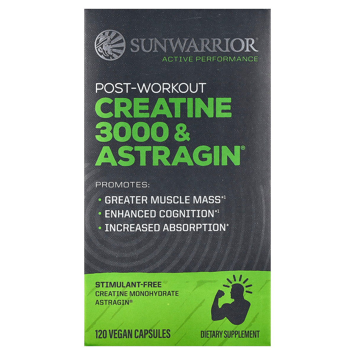 Sunwarrior Post-Workout Creatine 3000 & Astragin, 120 Vegan Capsules — product view