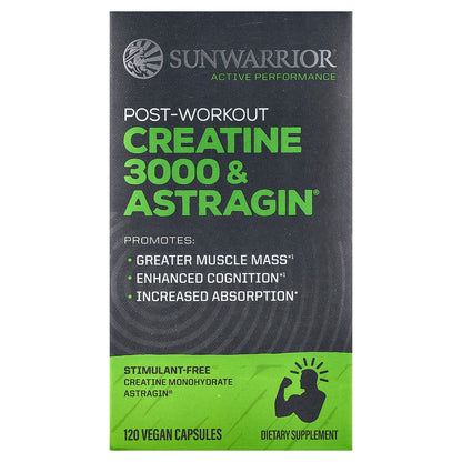 Sunwarrior Post-Workout Creatine 3000 & Astragin, 120 Vegan Capsules