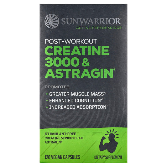 Sunwarrior Post-Workout Creatine 3000 & Astragin, 120 Vegan Capsules