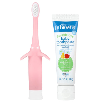 Dr. Brown's Infant-to-Toddler Toothbrush Set 0-3 Years, Pink Apple Pear, 2 Piece - view 3