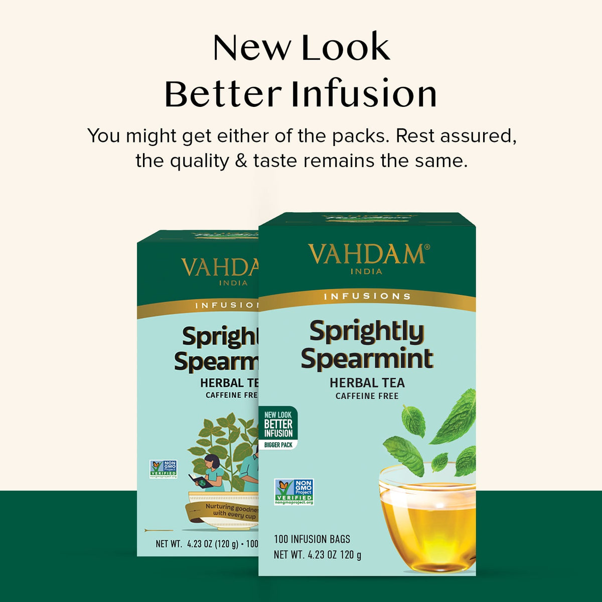 Vahdam Teas Sprightly Spearmint Herbal Tea, 100 Infusion Bags (120 g) - view 4