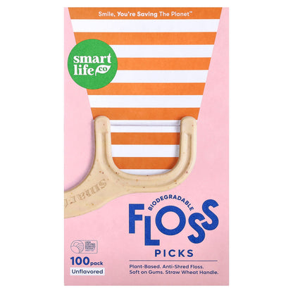 SmartLifeCo Biodegradable Floss Picks, Unflavoured, 100 Pack - view 2