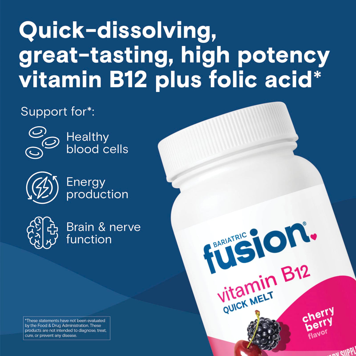 Bariatric Fusion Vitamin B12 Quick Melt Cherry Berry 90 Tablets - view 5