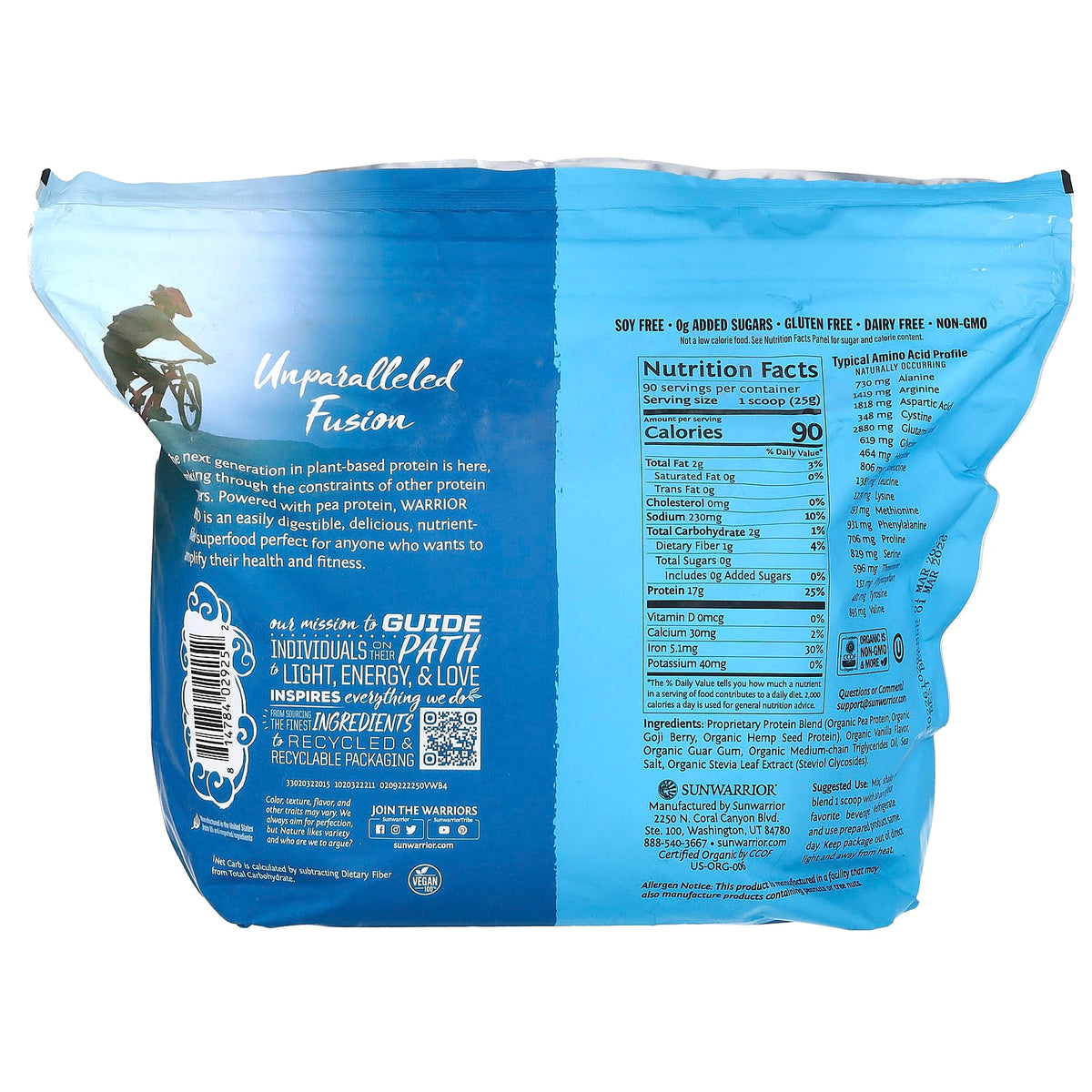 Sunwarrior Warrior Blend Protein, Vanilla, 2.25 kg (4.96 lb) - view 2