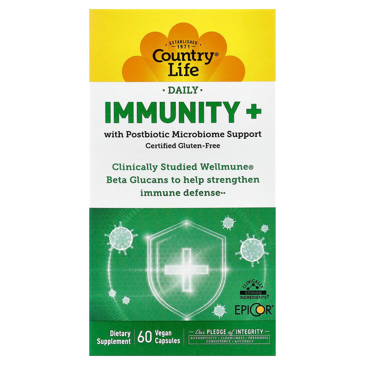 Country Life Daily Immunity+, 60 Vegan Capsules — product view