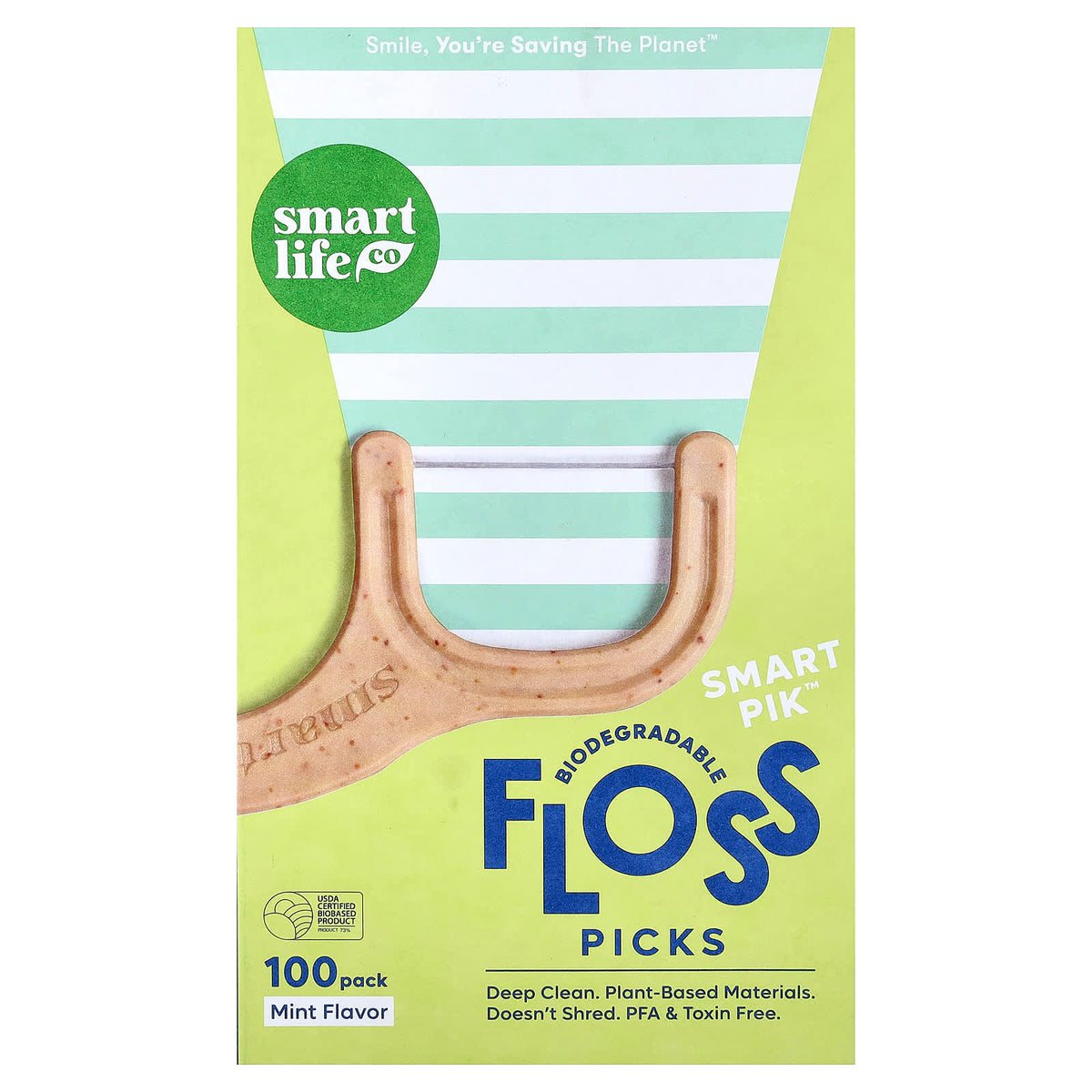 SmartLifeCo Smart Pik Floss Picks, Mint, 100 Pack - view 2