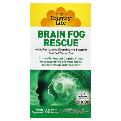 Country Life Brain Fog Rescue, 60 Vegan Capsules