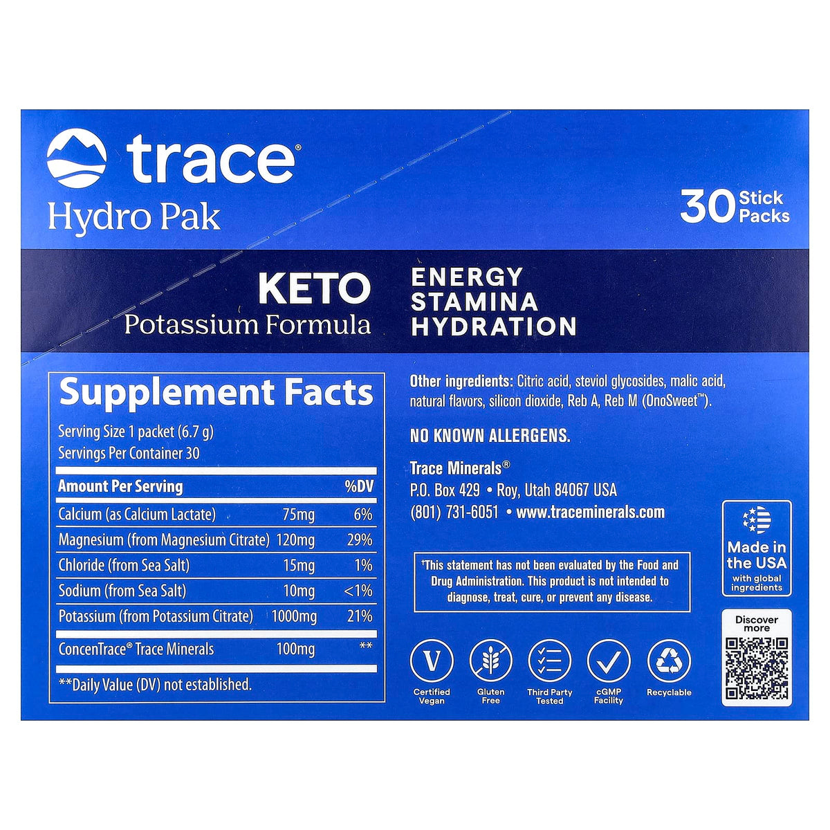 Trace Hydro Pak Keto Lemon Lime 30 Stick Packs (6.7 g) - view 2
