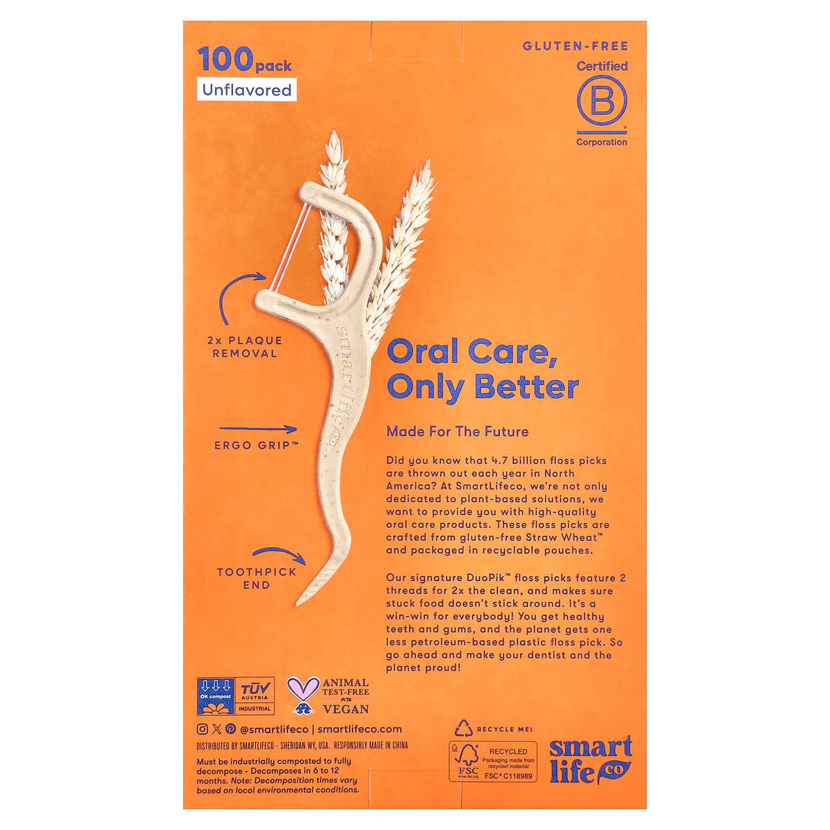SmartLifeCo Duopik Floss Picks, Unflavoured, 100 Pack - view 3