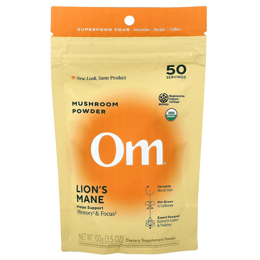 Om Mushrooms Lion's Mane Mushroom Powder, 100 g (3.5 oz)