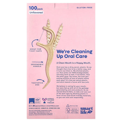 SmartLifeCo Biodegradable Floss Picks, Unflavoured, 100 Pack - view 3