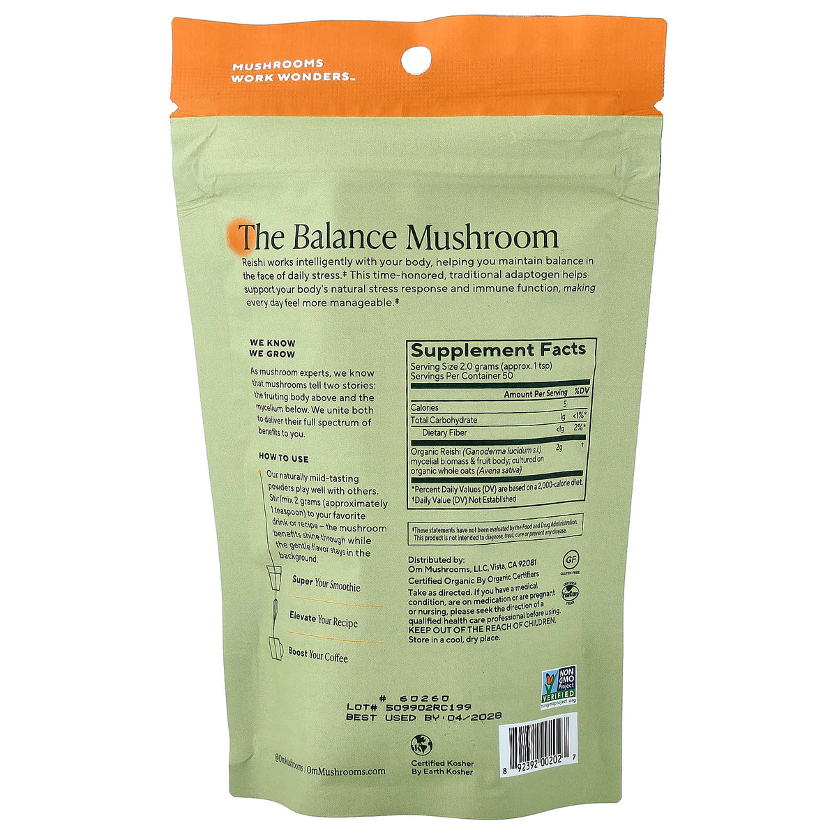 Om Mushrooms Mushroom Powder, Reishi, 100 g (3.5 oz) - view 2