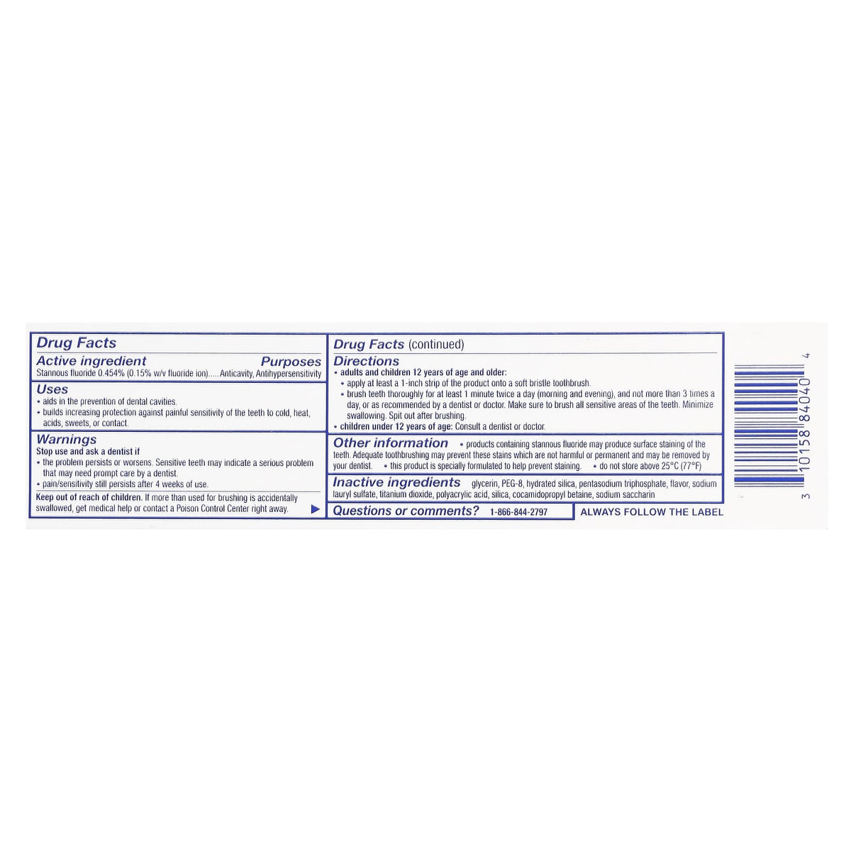 Sensodyne Repair & Protect Toothpaste for Sensitive Teeth, Mint, 96.4 g - view 3