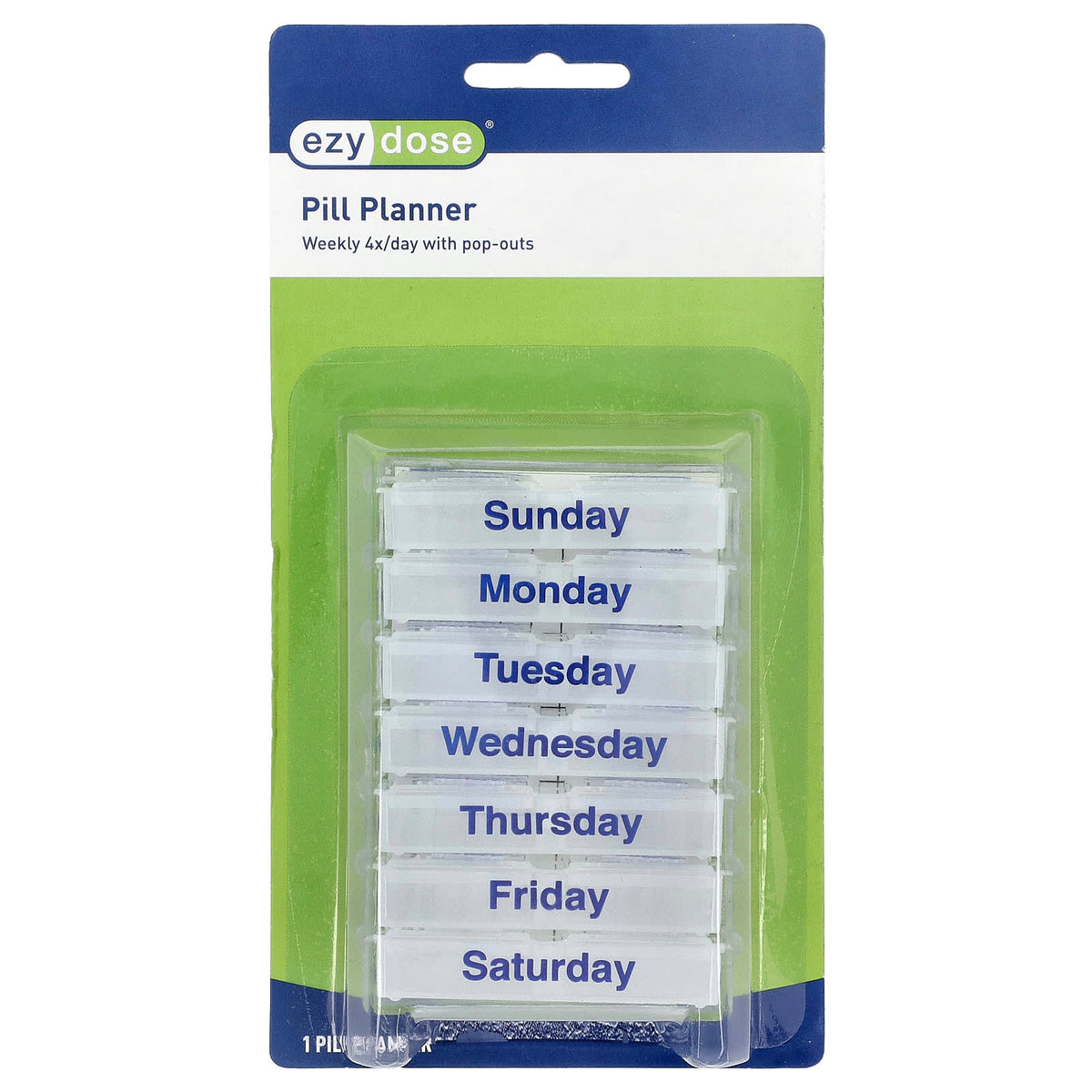Ezy Dose Weekly Pill Planner, 4 Times a Day with Pop-Outs, 1 Count