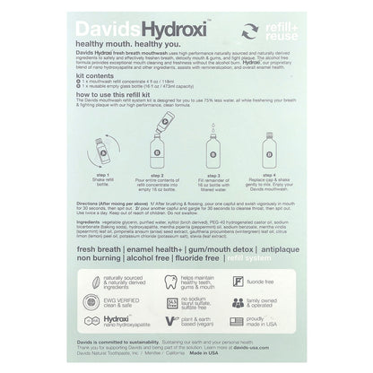 Davids Fresh Breath Mouthwash Refill Kit, Alcohol Free, Fresh Mint, 2 Piece Kit - view 3