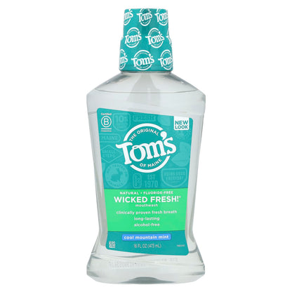 Tom's of Maine Wicked Fresh! Alcohol-Free Mouthwash, Cool Mountain Mint, 473 ml