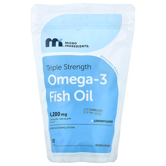 Micro Ingredients Triple Strength Omega-3 Fish Oil, Lemon, 240 Softgels