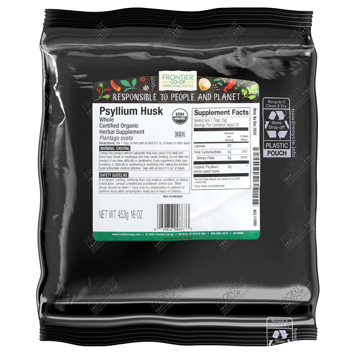 Frontier Co-op Organic Psyllium Husk, Whole, 453 g (16 oz) - view 2