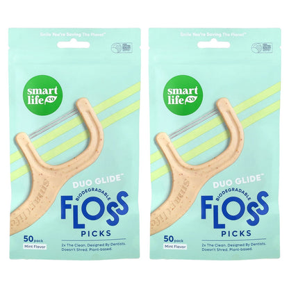 SmartLifeCo DuoPik Floss Picks, Mint, 100 Pack