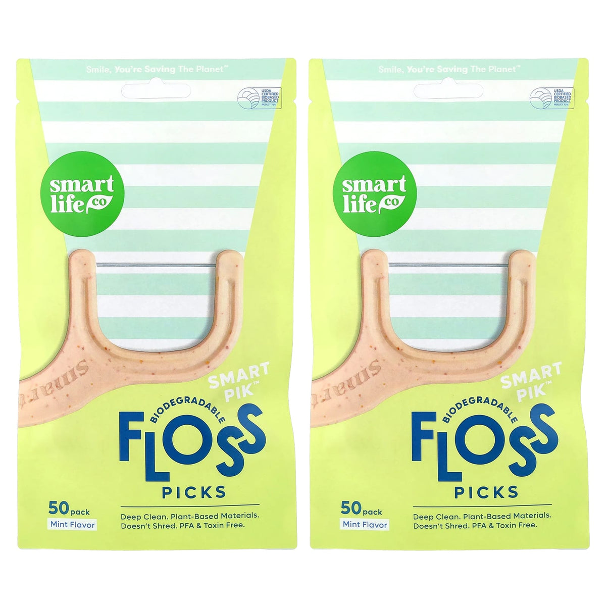 SmartLifeCo Smart Pik Floss Picks, Mint, Pack of 100 — product view
