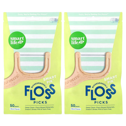 SmartLifeCo Smart Pik Floss Picks, Mint, 100 Pack
