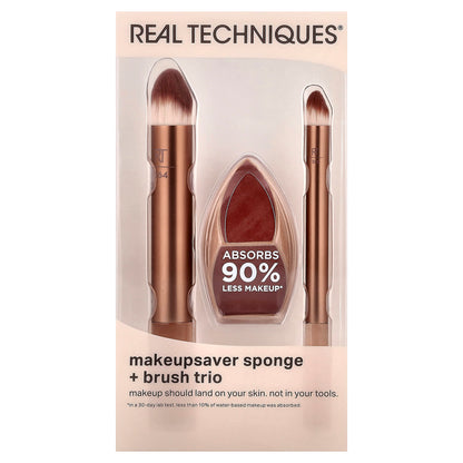 Real Techniques Makeupsaver Sponge + Brush Trio, 3 Piece Set - view 2