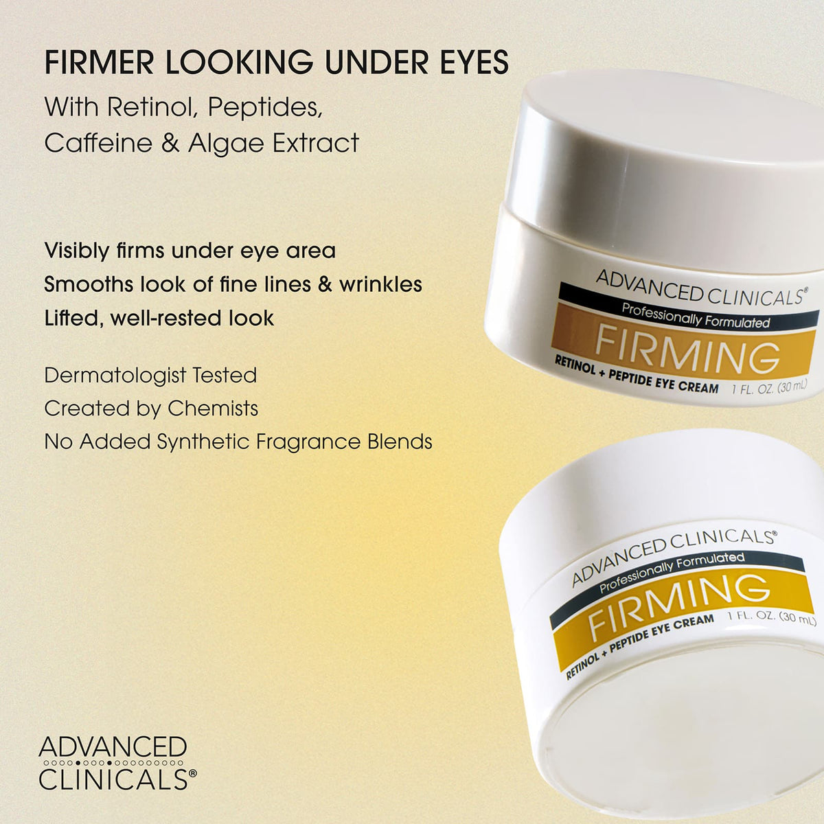 Advanced Clinicals Firming Retinol + Peptide Eye Cream 30 ml (1 fl oz) - view 5