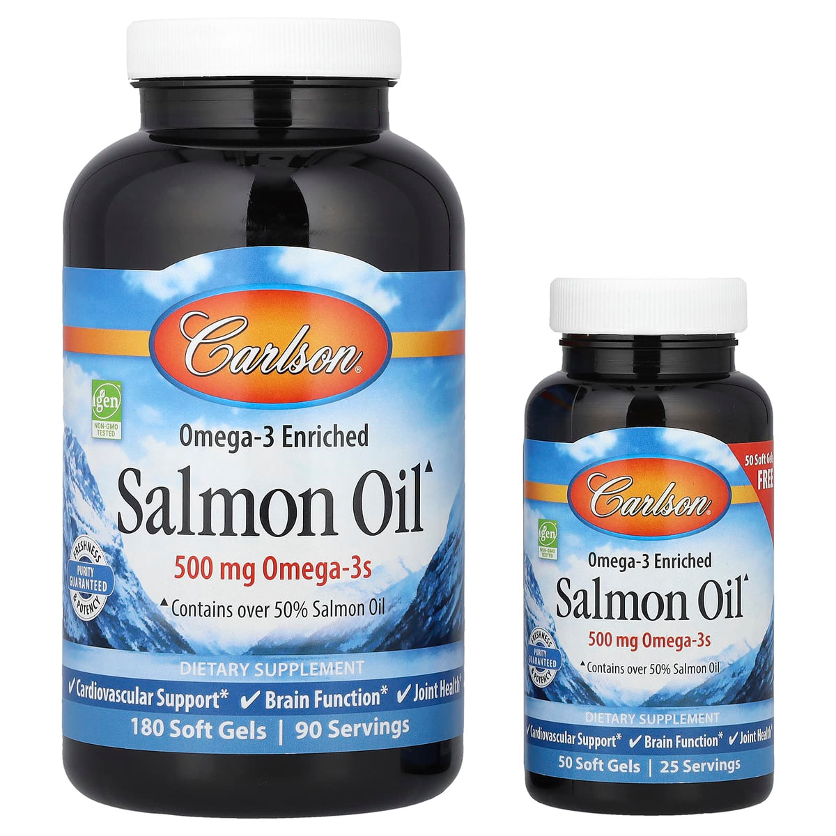 Carlson Omega-3 Enriched Salmon Oil, 230 Soft Gels — product view