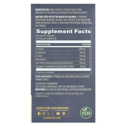 Sunwarrior Post-Workout Power & Recovery, 120 Vegan Capsules - view 2