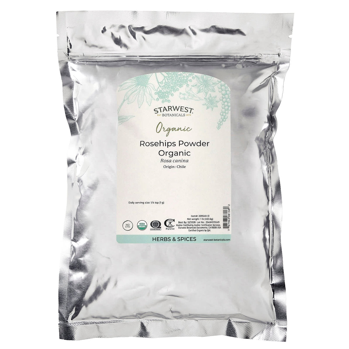 Starwest Botanicals Organic Rosehips Powder, 453.6 g (1 lb) - view 2
