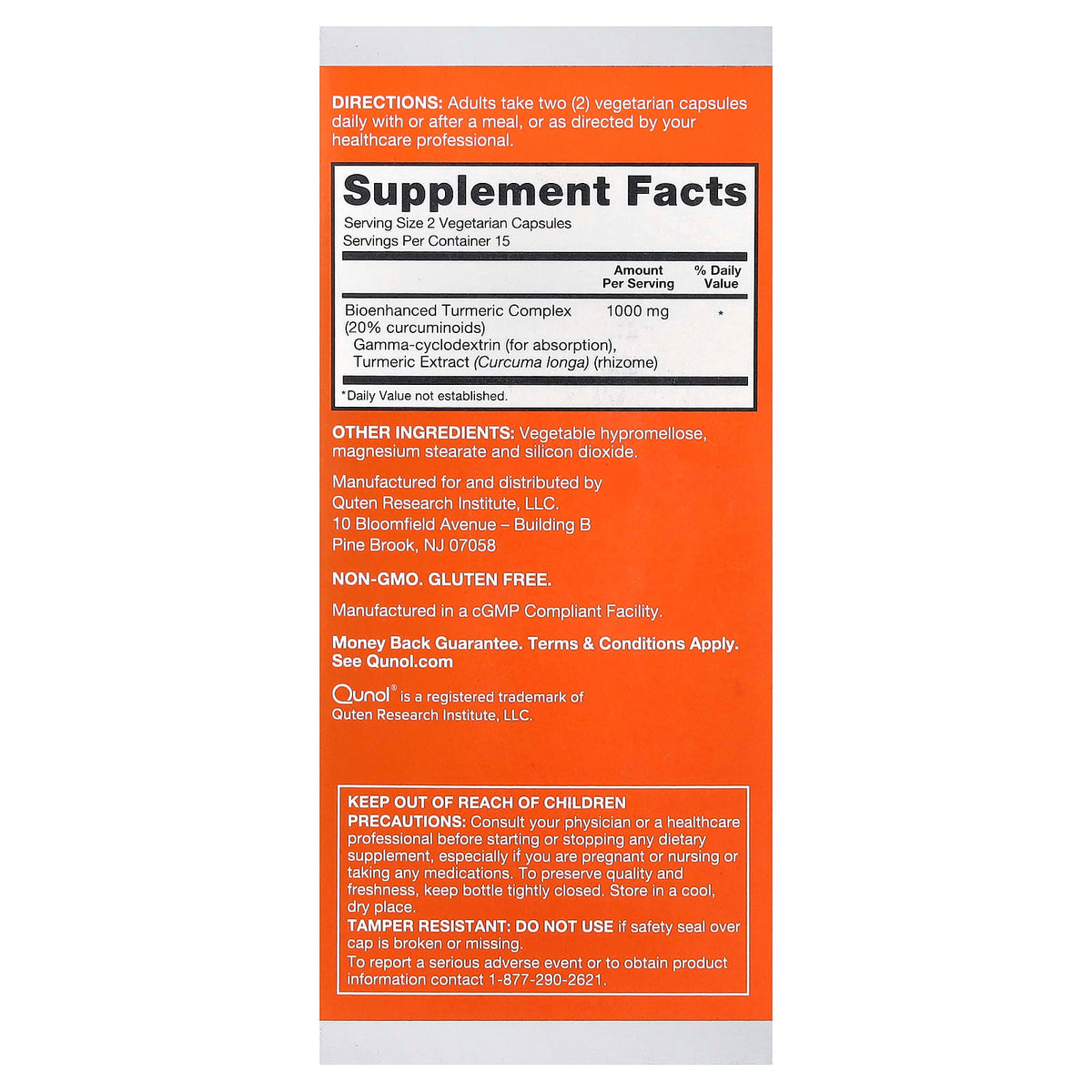 Qunol Turmeric Curcumin Complex 500 mg, 30 Vegetarian Capsules - view 2