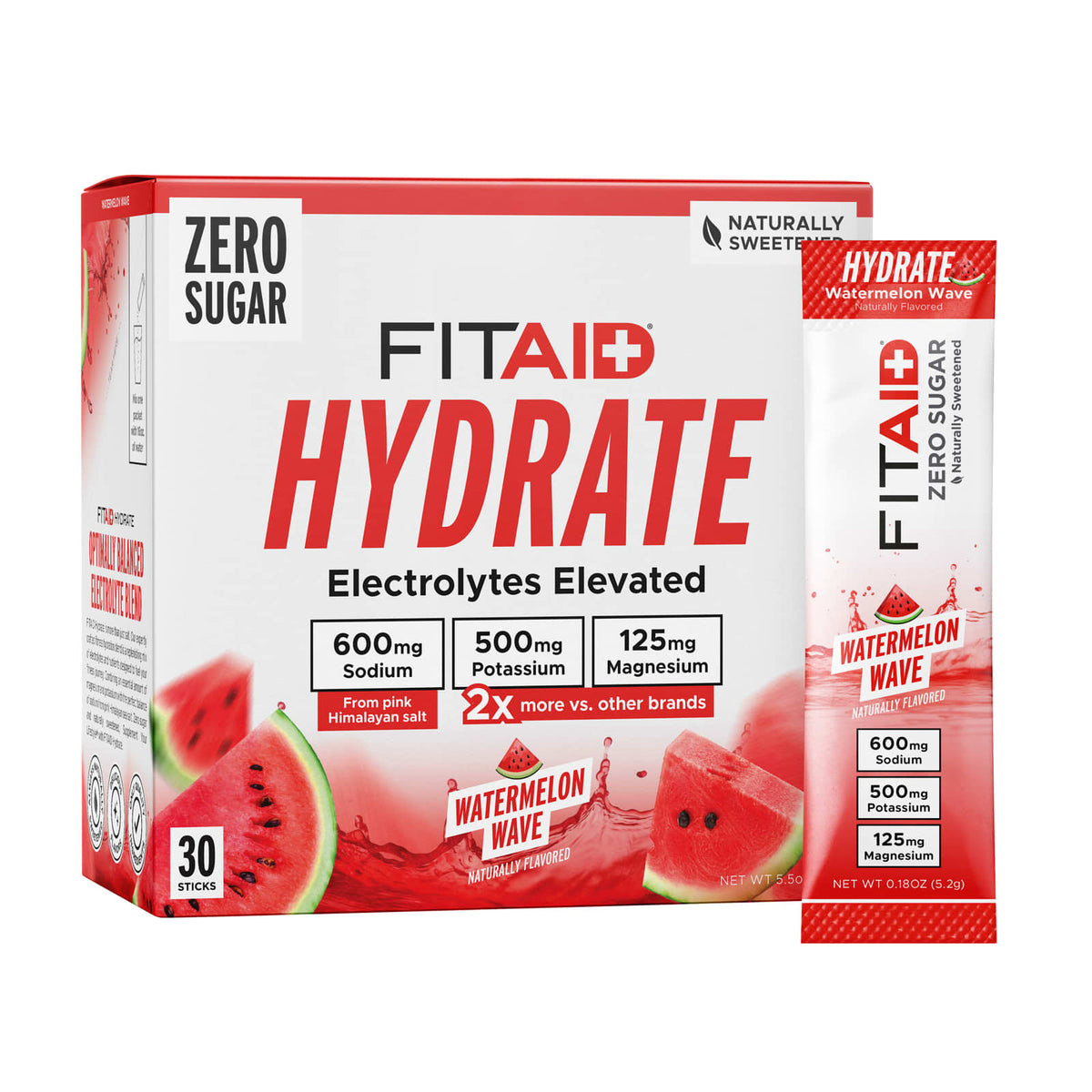 FITAID Hydrate Electrolyte Mix, Watermelon Wave, 30 Sticks - view 4