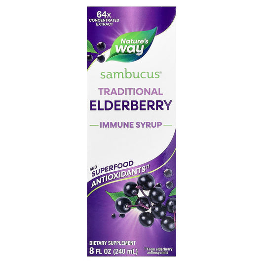 Nature's Way Sambucus Traditional Elderberry Syrup, Berry, 240 ml (8 fl oz)