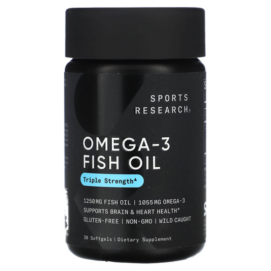 Sports Research Omega-3 Fish Oil Triple Strength, 30 Softgels